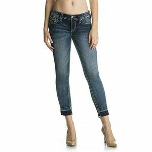 Rock Revival Julee Crop Skinny Jeans Release Hem  Size 26
